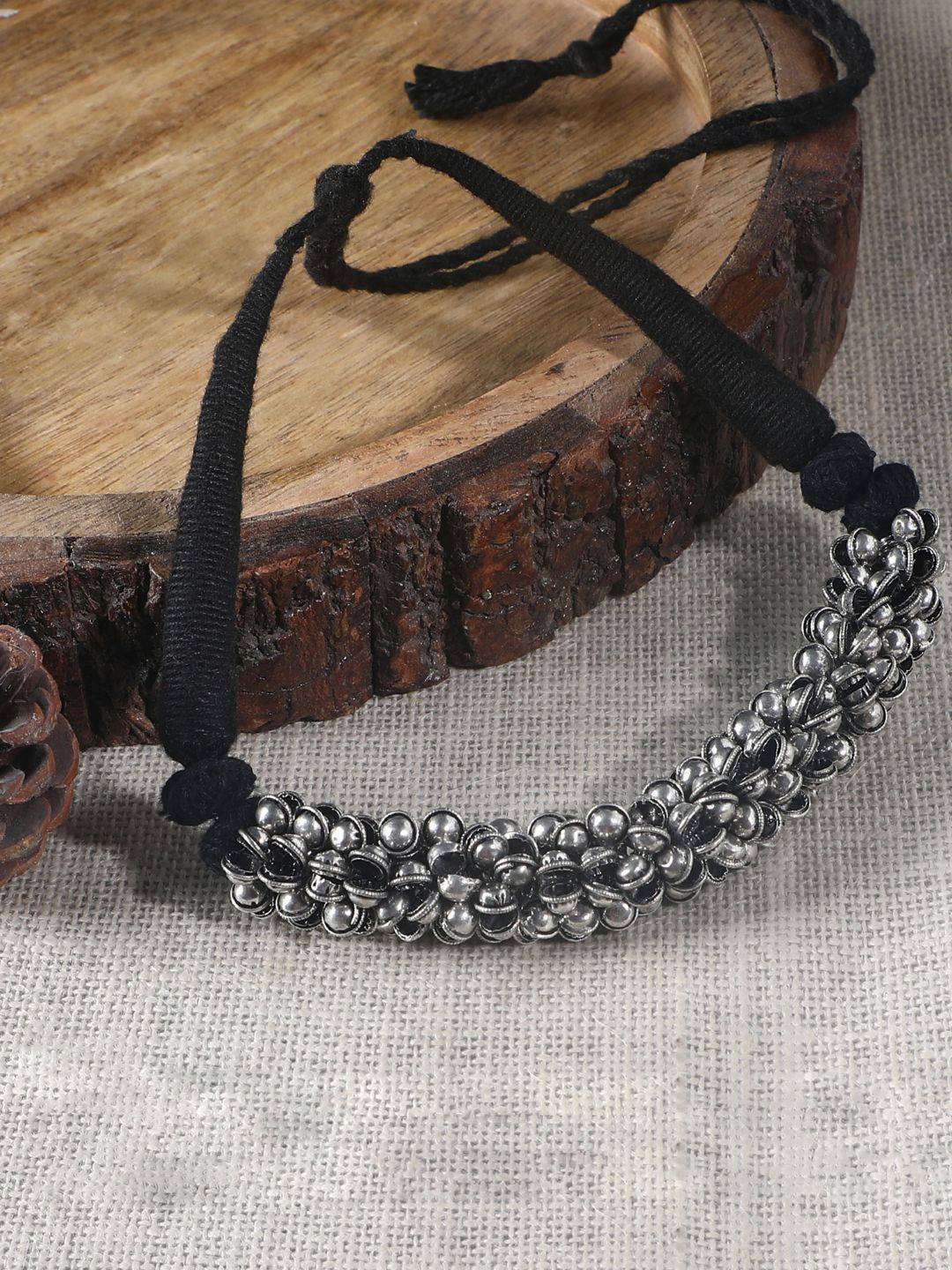 

FIROZA Silver-Plated Brass Tribal Gujaria Ghungroo Necklace