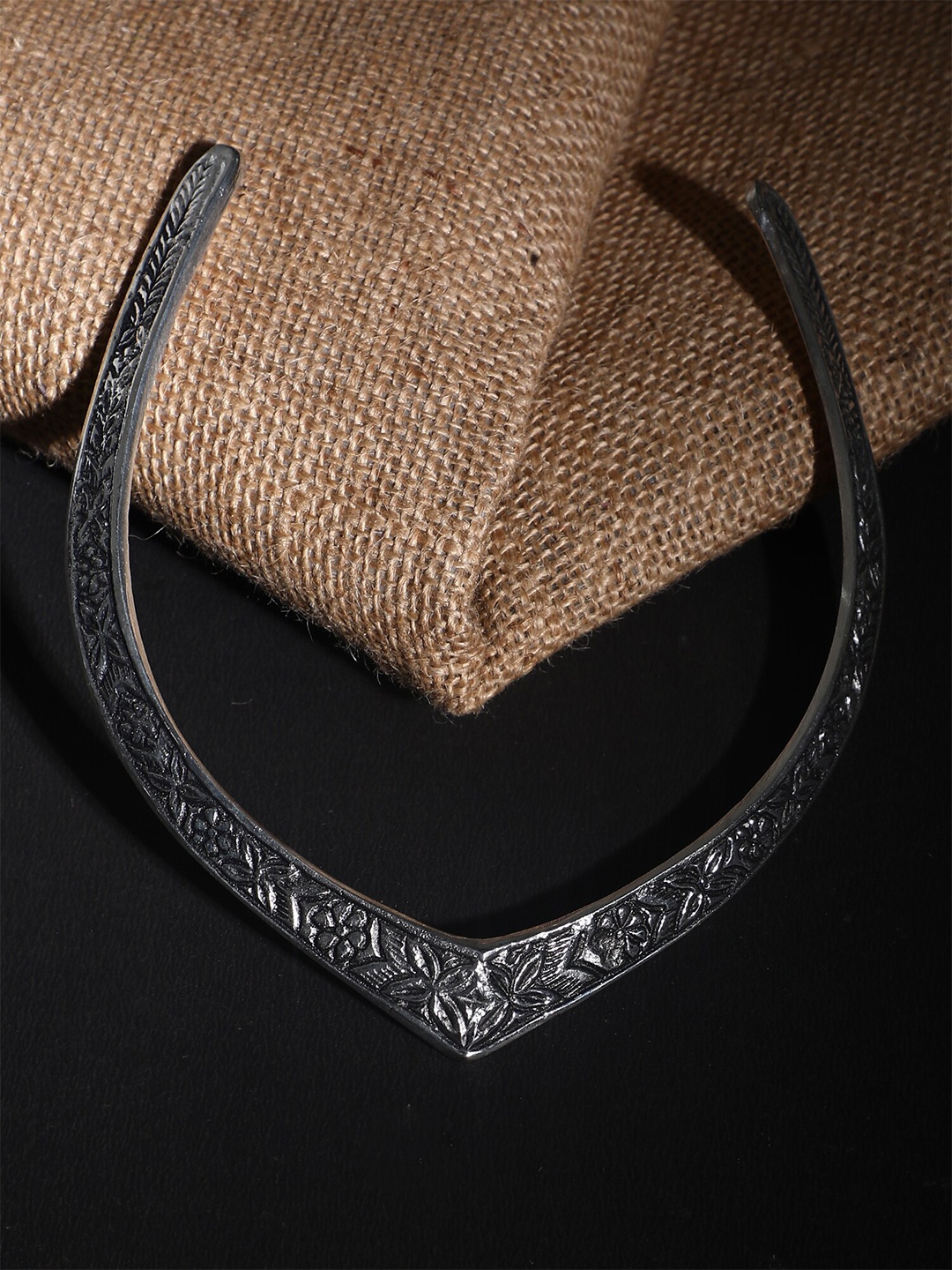 

FIROZA Silver-Plated Brass Oxidised Necklace