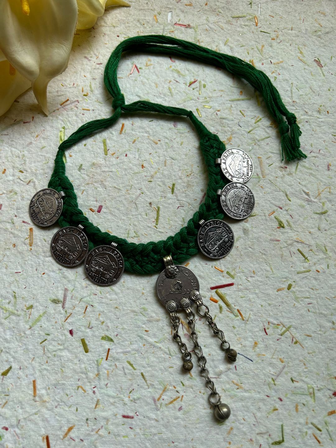 

FIROZA Silver-Plated Brass Tribal Sikka Choker Necklace
