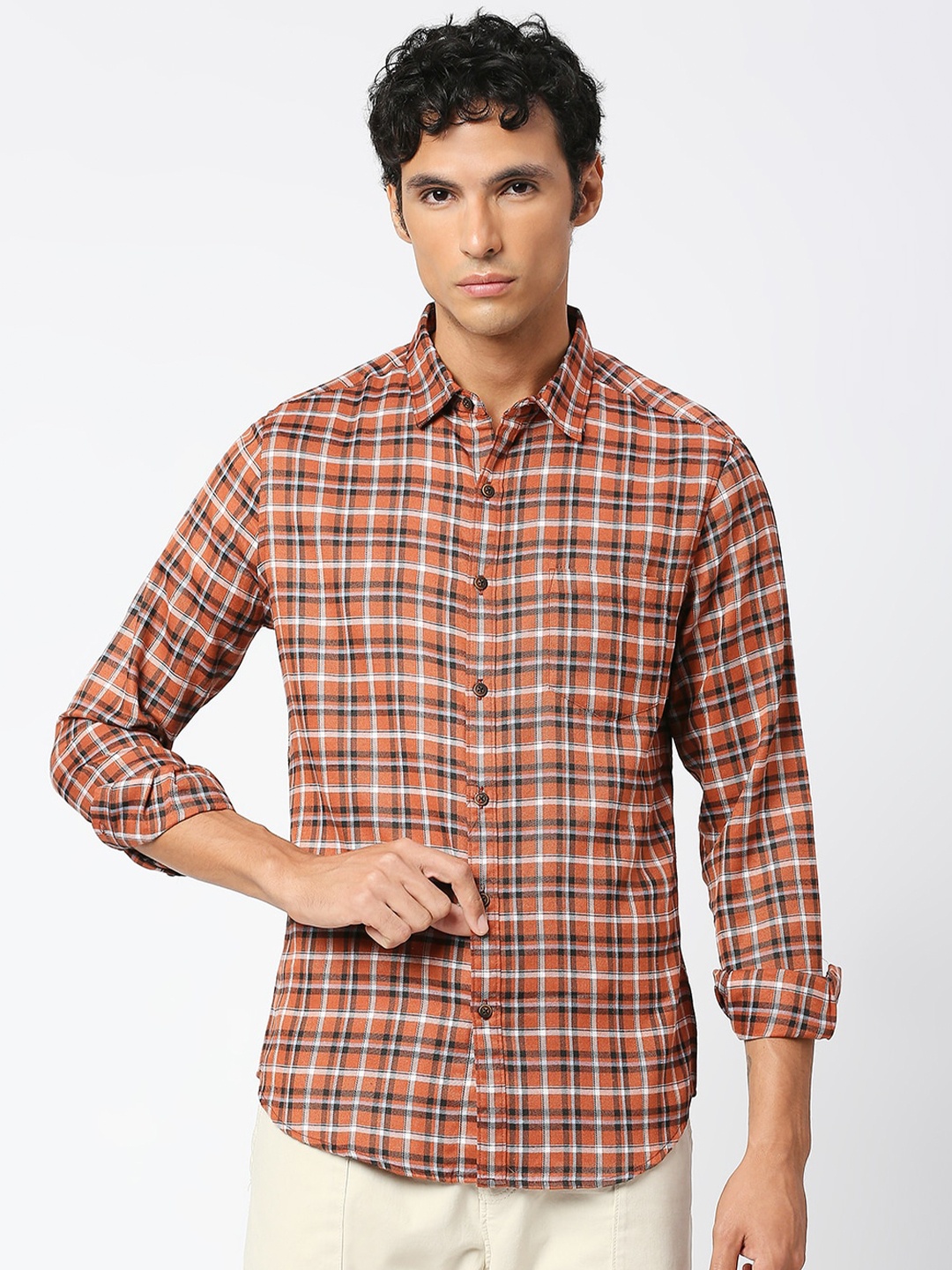 

Metronaut Slim Fit Tartan Checks Opaque Checked Cotton Casual Shirt, Multi