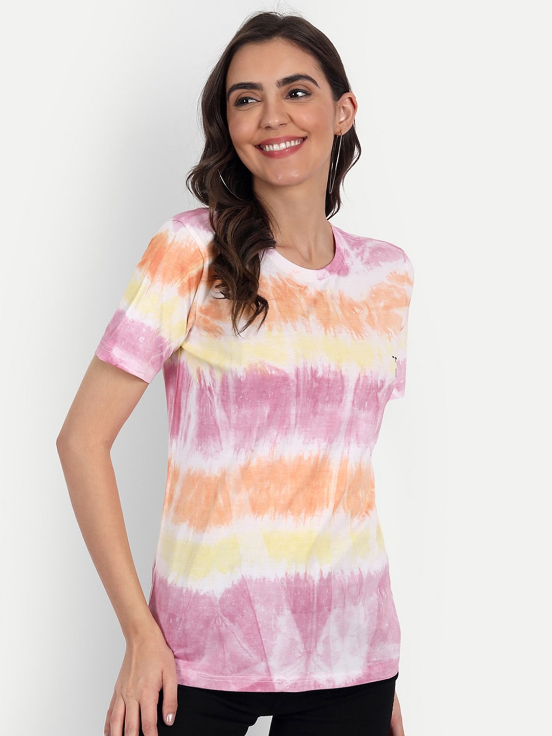 

J Turritopsis Tie and Dyed Round Neck Cotton T-shirt, Pink