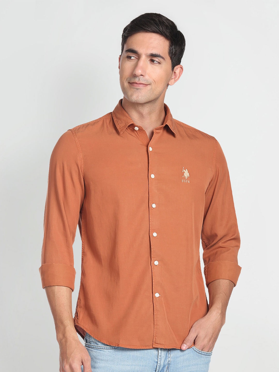 

U.S. Polo Assn. Denim Co. Slim Fit Casual Shirt, Rust