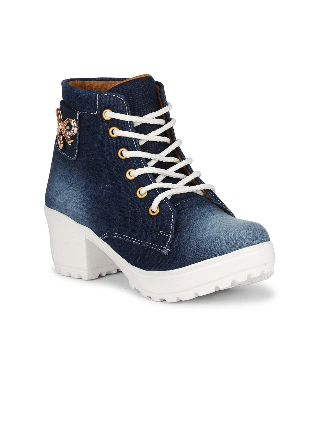 

Krafter Women Mid Top Platform-Heel Regular Boots, Navy blue