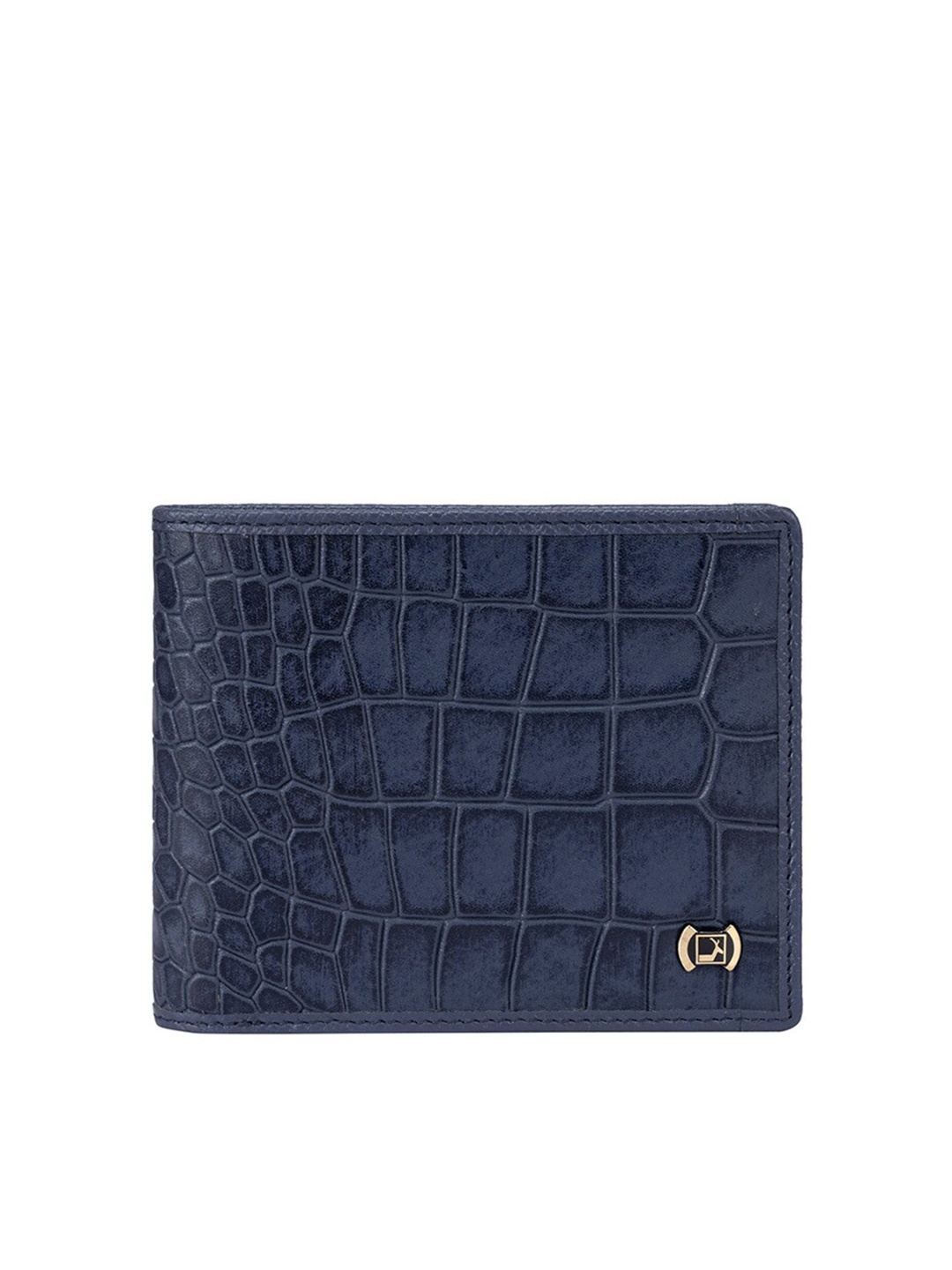 

Da Milano Men Textured Leather Two Fold Wallet, Blue