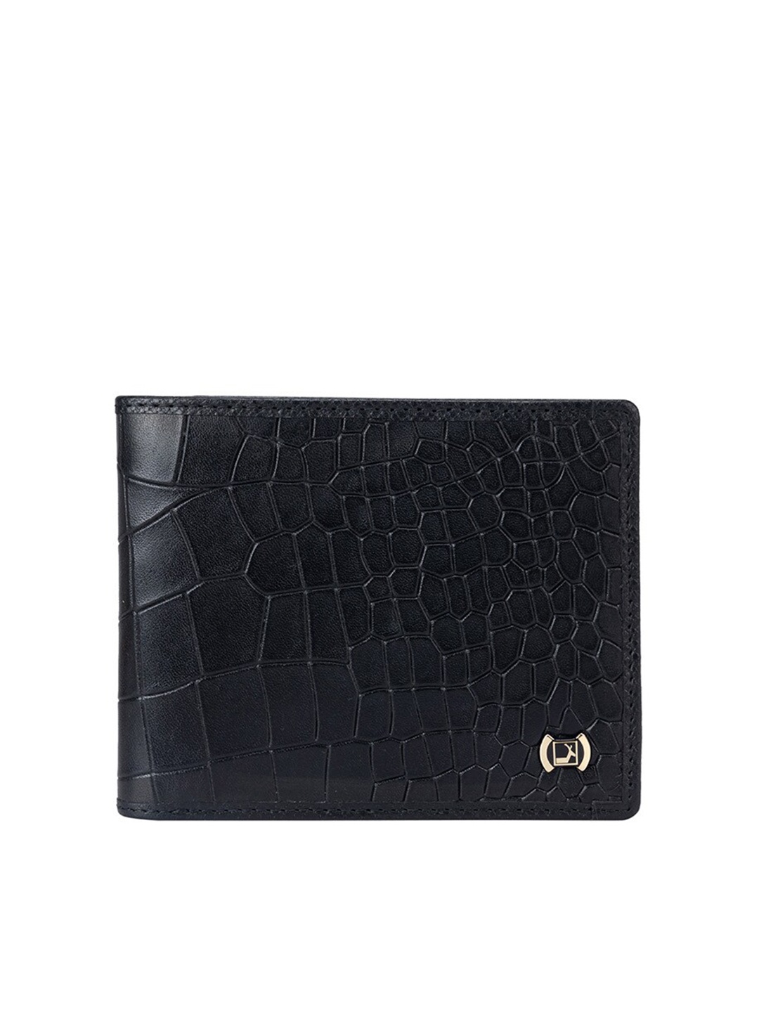 

Da Milano Men Textured Leather Two Fold Wallet, Black