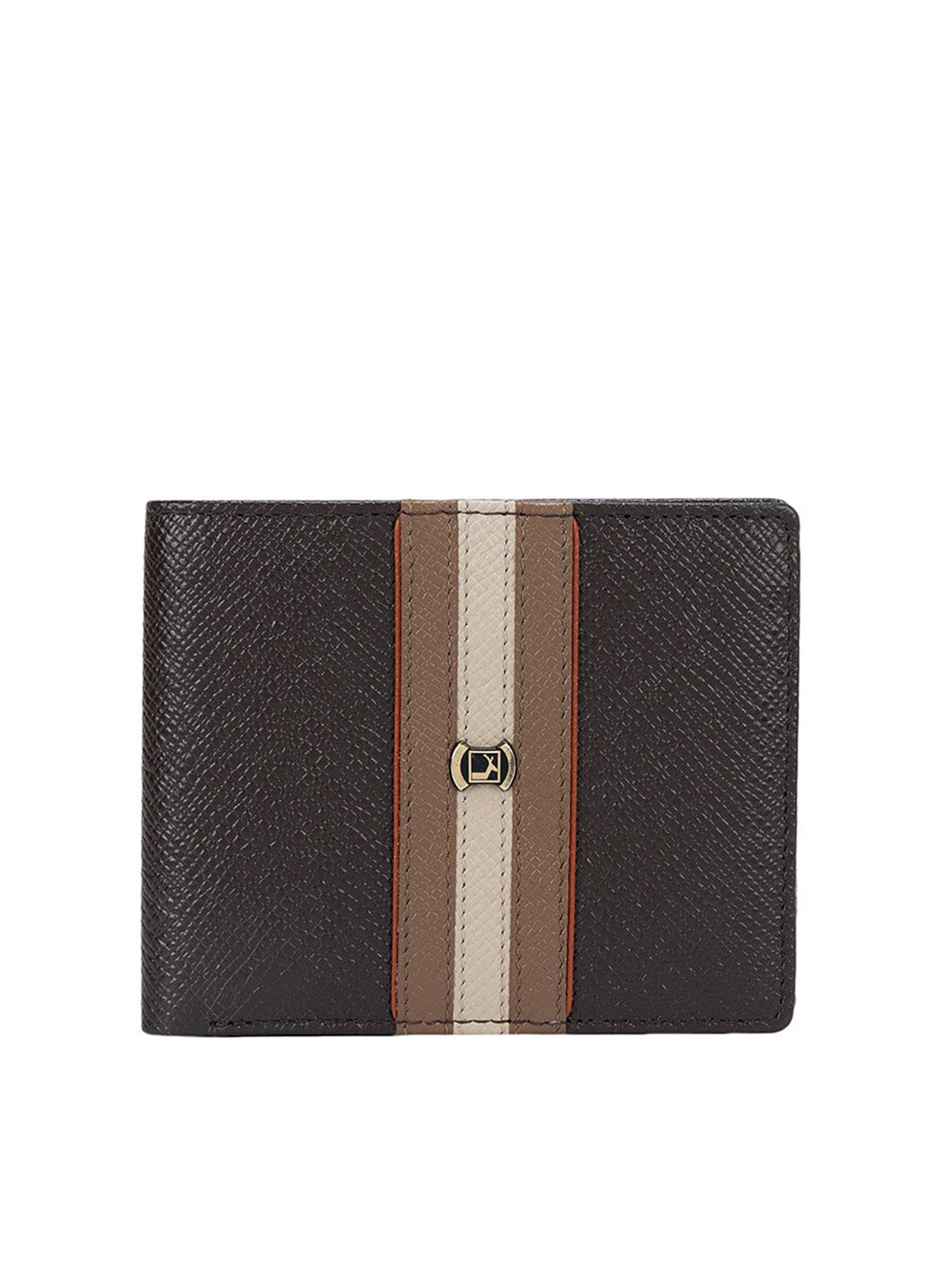 

Da Milano Men Textured Leather Two Fold Wallet, Brown