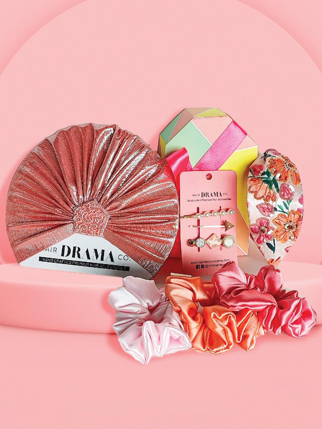 

HAIR DRAMA CO. Set Of 8 Embellished Hair Accessory, Pink