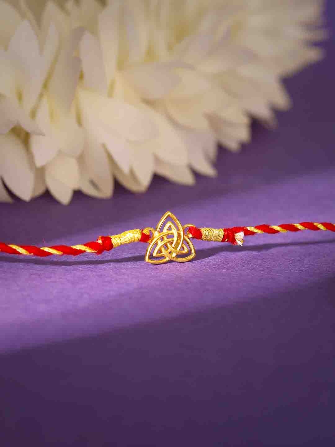 

GIVA 925 Sterling Silver Yellow Gold Triangle Rakhi
