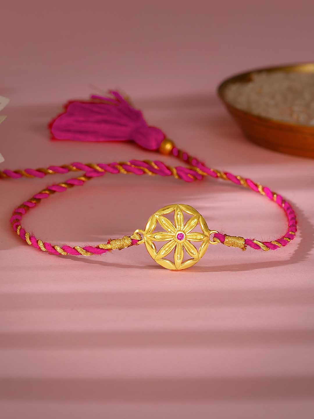 

GIVA 925 Sterling Silver Gold-Plated Rakhi With Roli Chawal