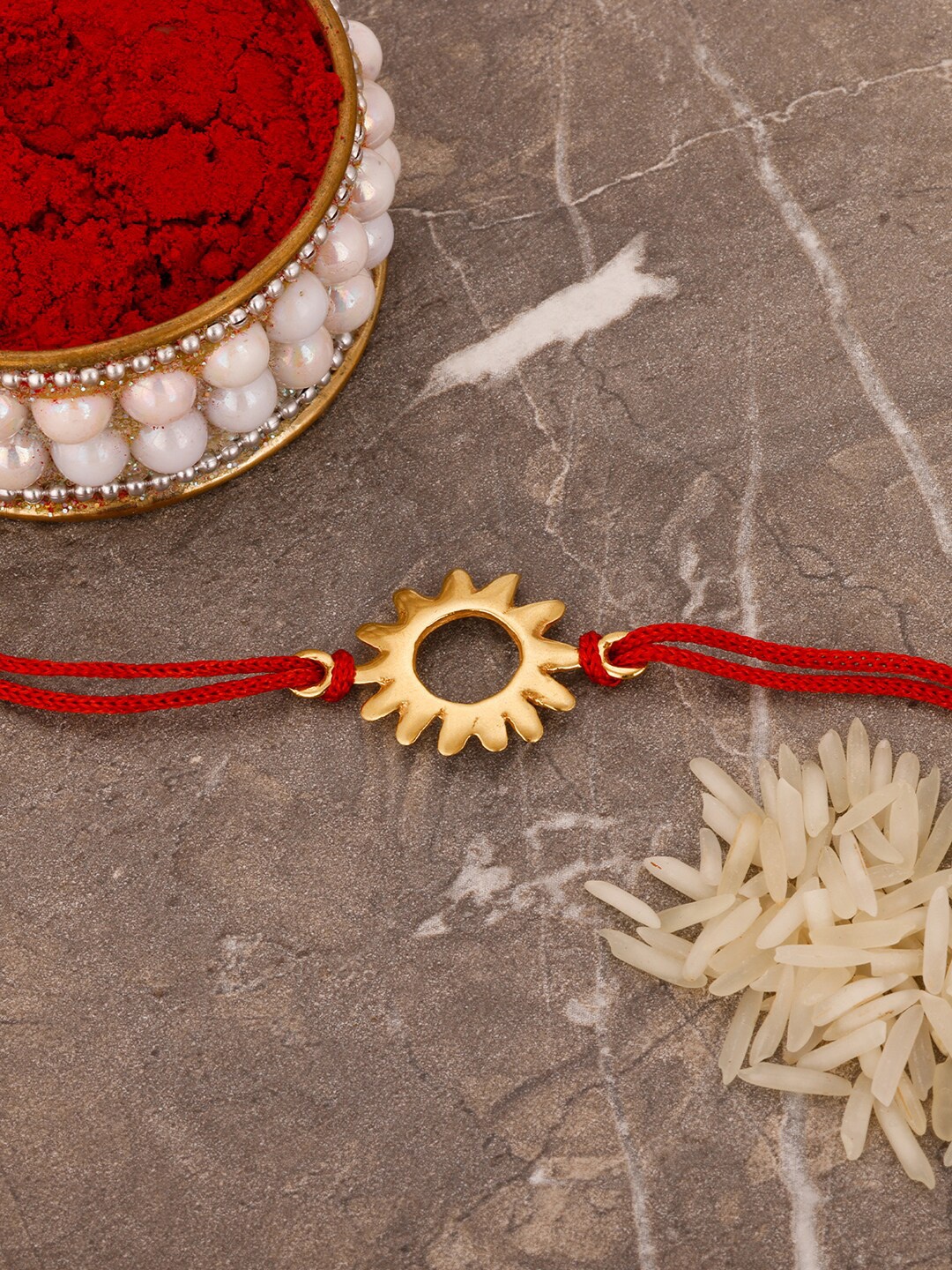 

GIVA 925 Sterling Silver Gold-Plated Rakhi With Roli Chawal