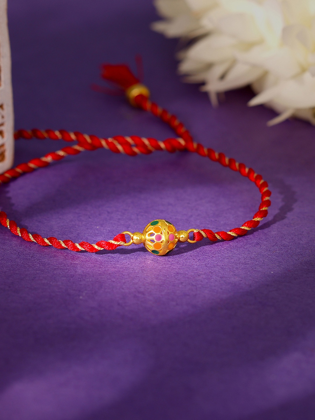 

GIVA Men 925 Sterling Silver Half Enameled Ball Rakhi