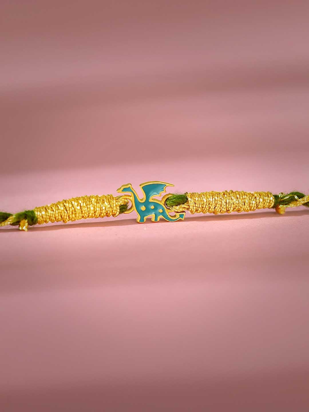 

GIVA Boys Gold-Plated 925 Sterling Silver Dragon Rakhi with Roli Chawal