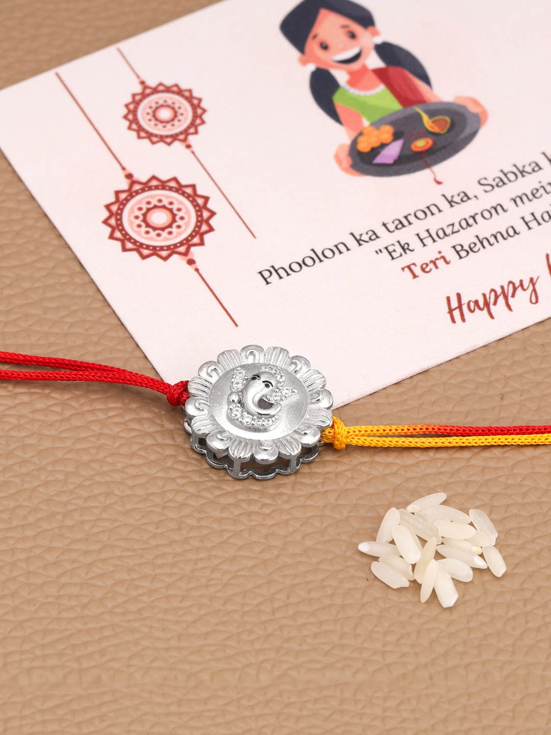 

GIVA 925 Sterling Silver Catie Ganesha Rakhi with Roli Chawal