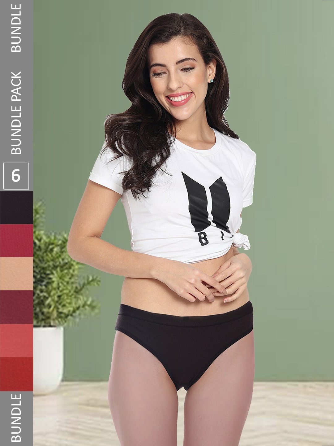 

Fleurt Pack Of 6 Assorted Hipster Briefs