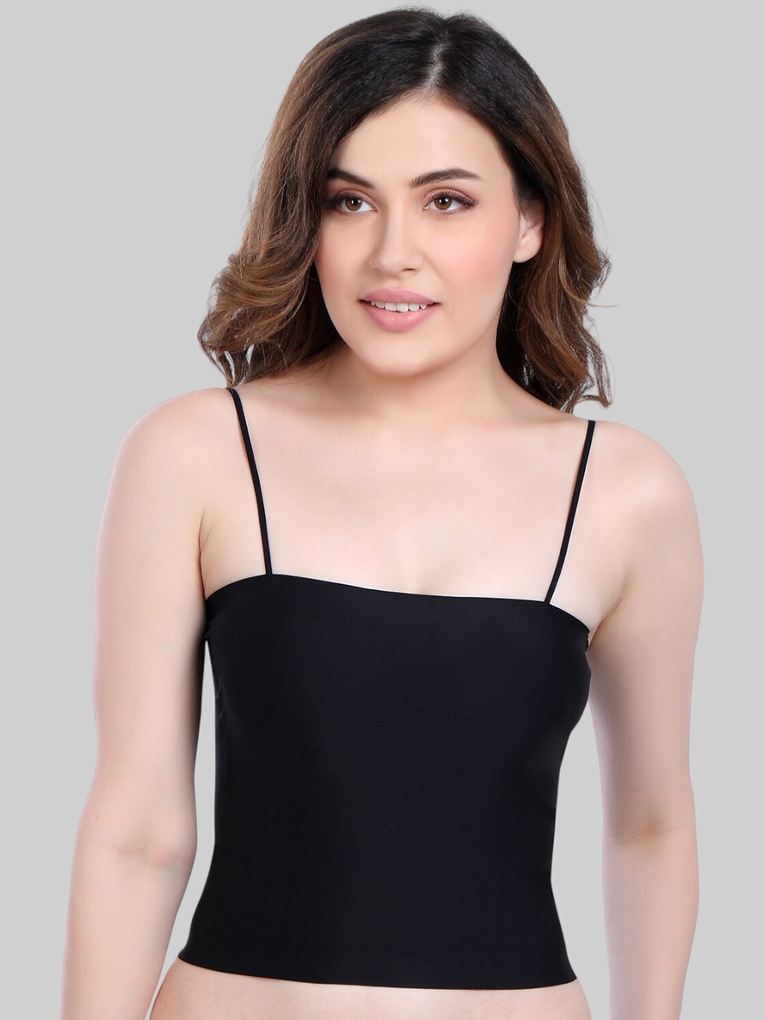 

PLUMBURY Shoulder Straps Removable Padding Camisole, Black