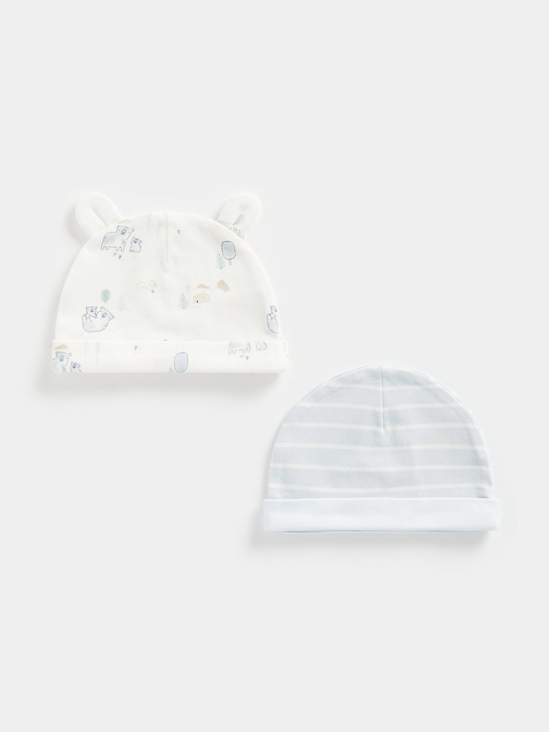 

mothercare Unisex Kids Pack of 2 Printed Beanie, White