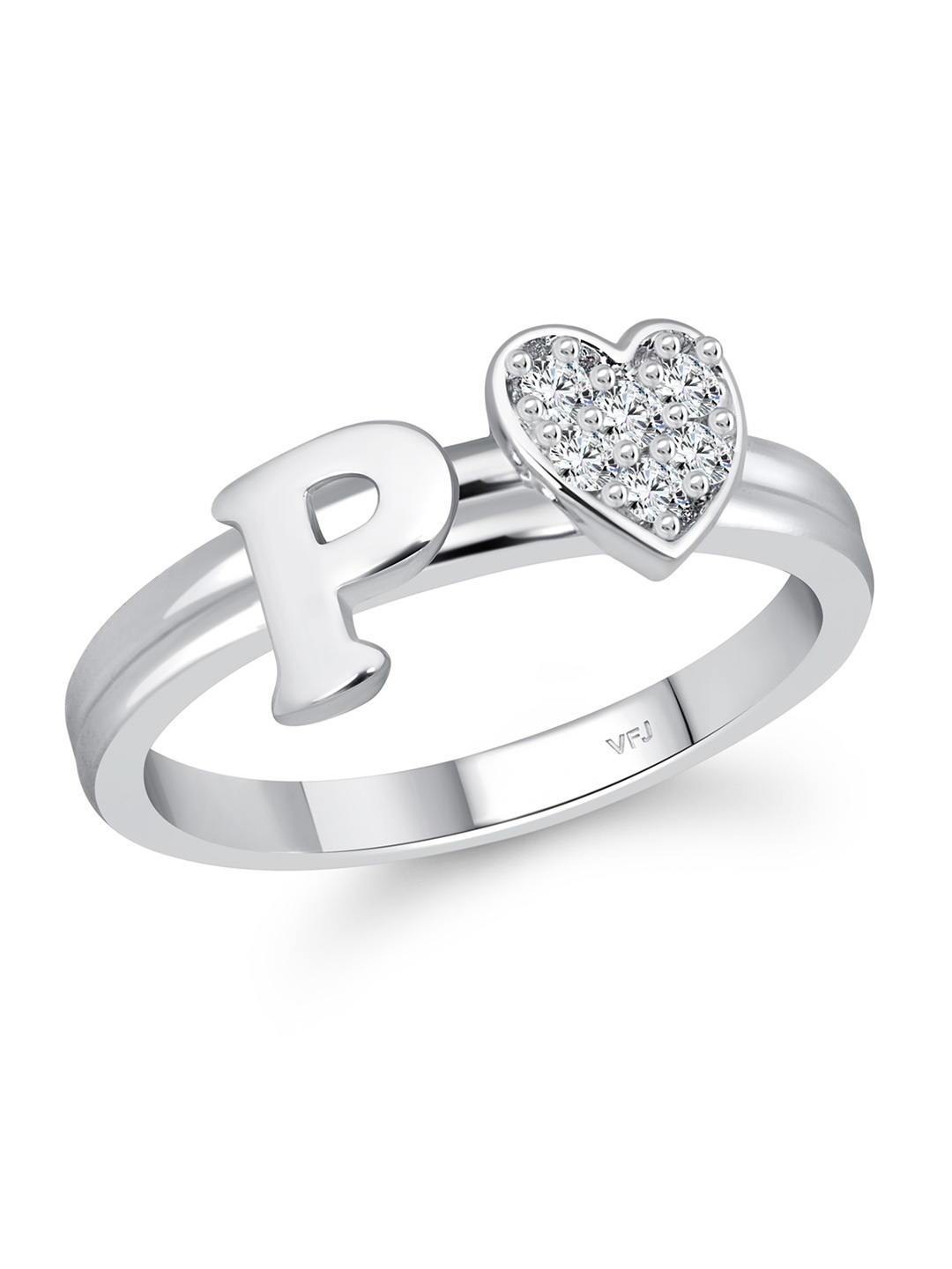 

Vighnaharta Rhodium-Plated CZ-Studded Adjustable Finger Ring, Silver