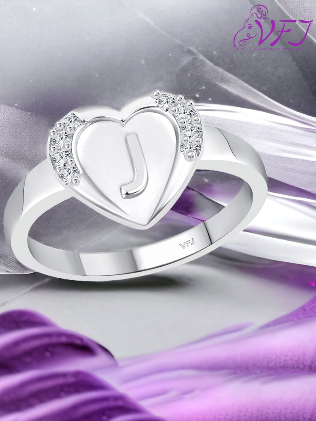 

Vighnaharta Rhodium-Plated CZ-Studded Finger Ring, Silver