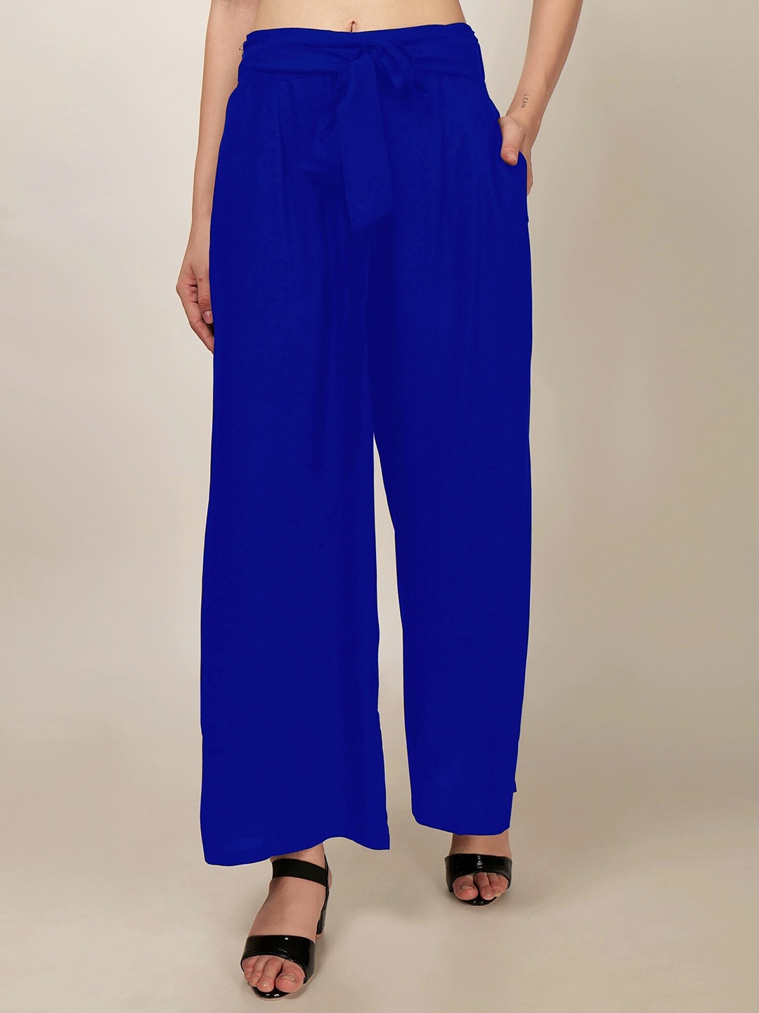 

PATRORNA Women Cotton Wide Leg Palazzo, Blue