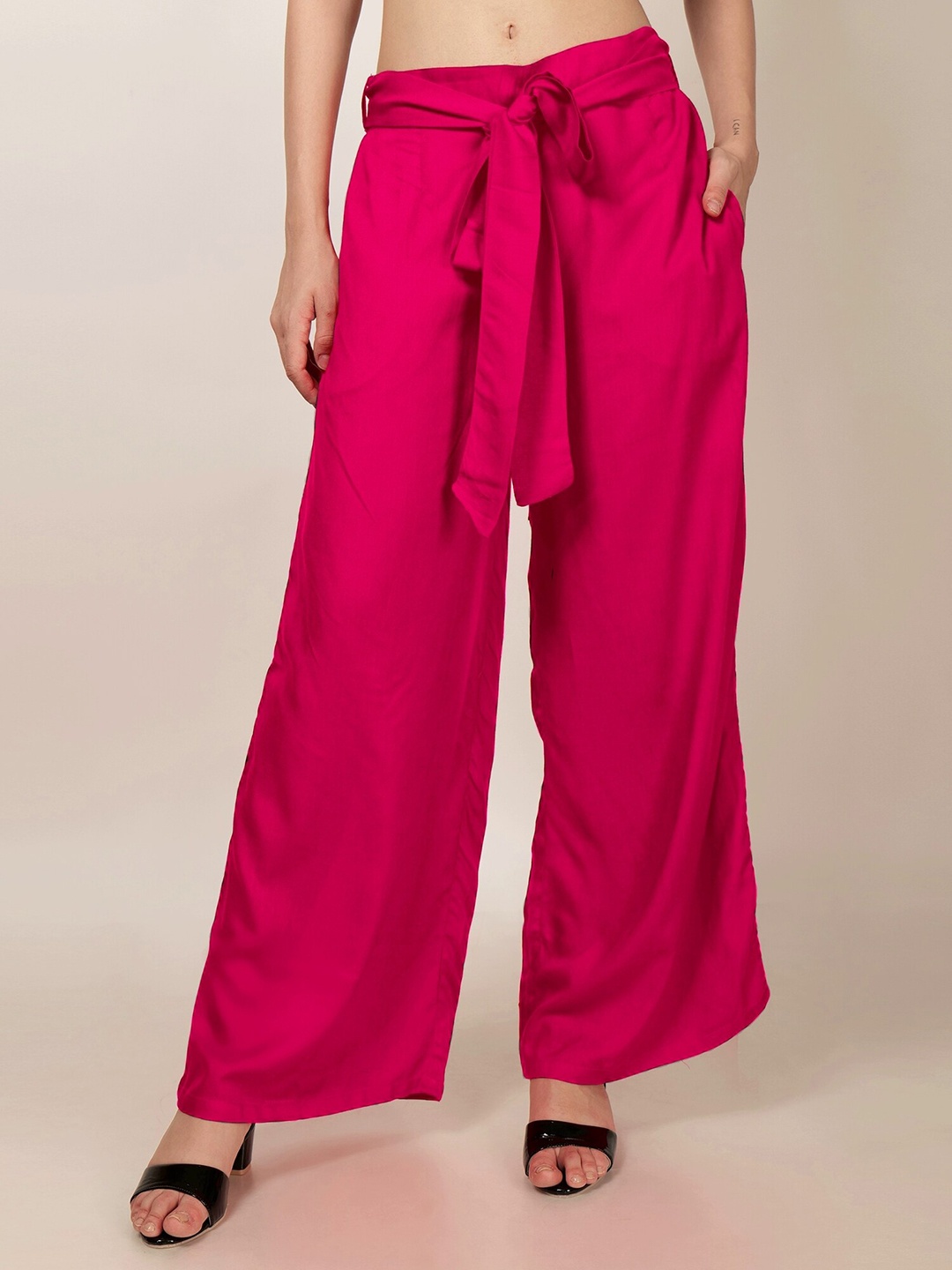 

PATRORNA Women Mid Rise Straight Fit Palazzos, Pink