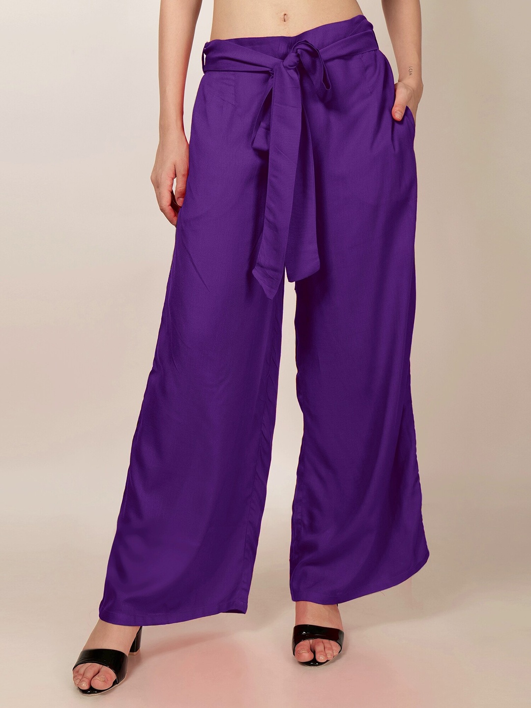 

PATRORNA Women Mid Rise Straight Fit Palazzos, Purple