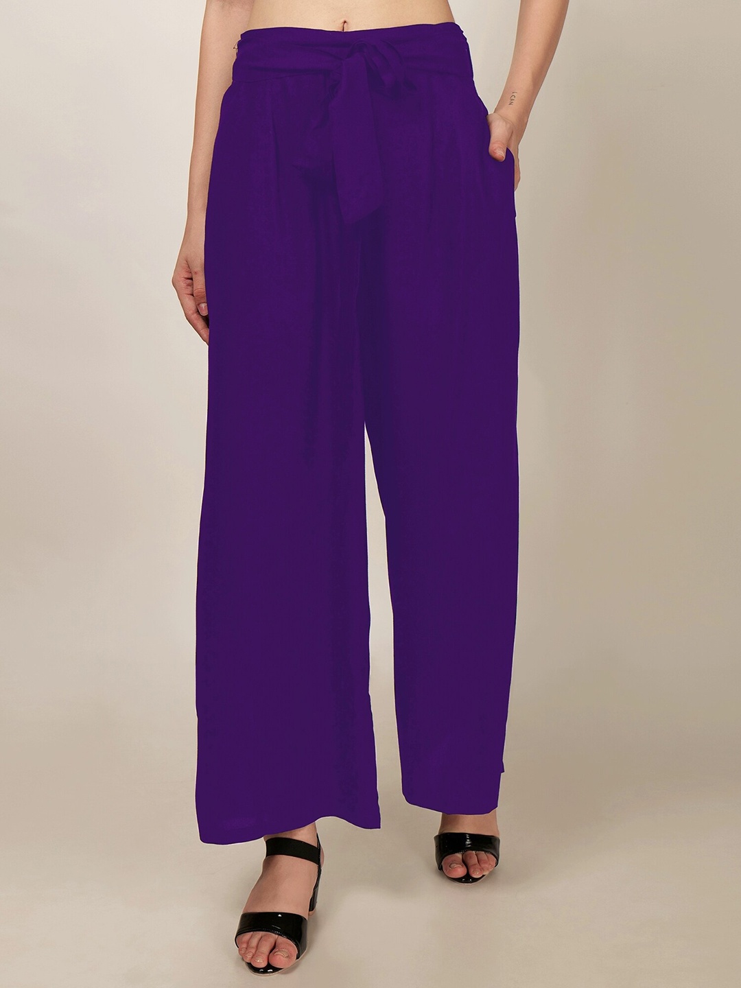 

PATRORNA Straight Fit Pleated Palazzo, Purple