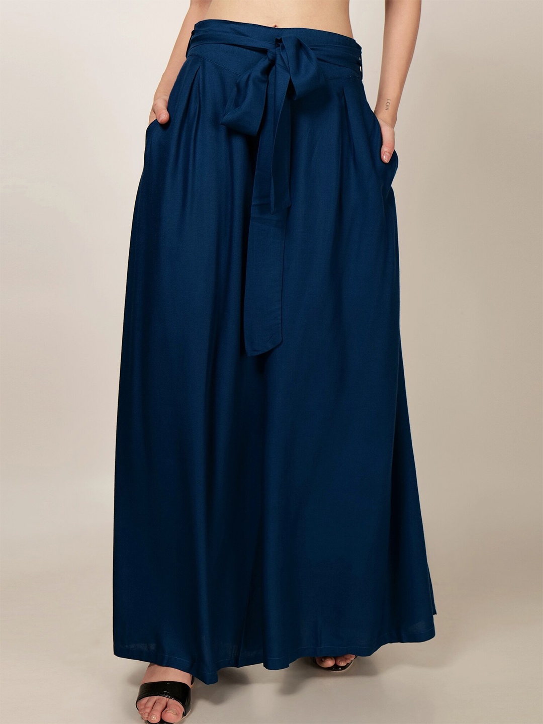 

PATRORNA Wide Leg Fit Tie-Up Palazzos, Blue