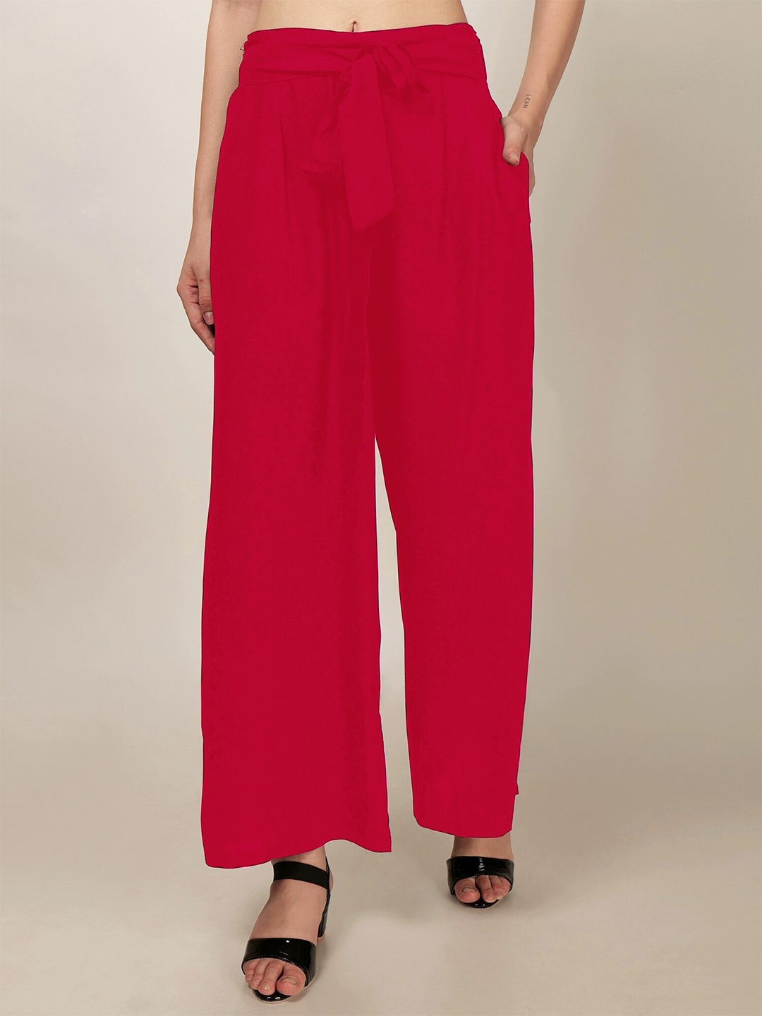 

PATRORNA Straight Fit Palazzos, Pink