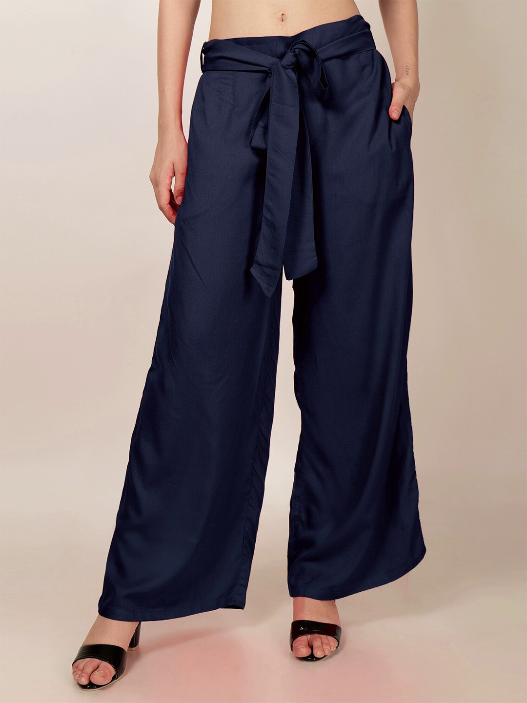 

PATRORNA Straight Fit Palazzos, Navy blue