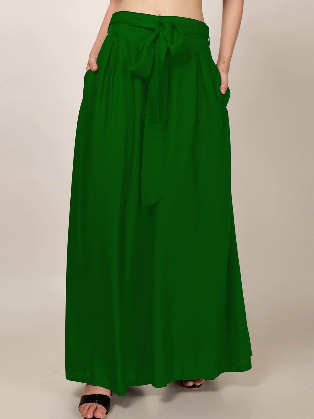 

PATRORNA Women Flared Wide Leg Palazzo, Green