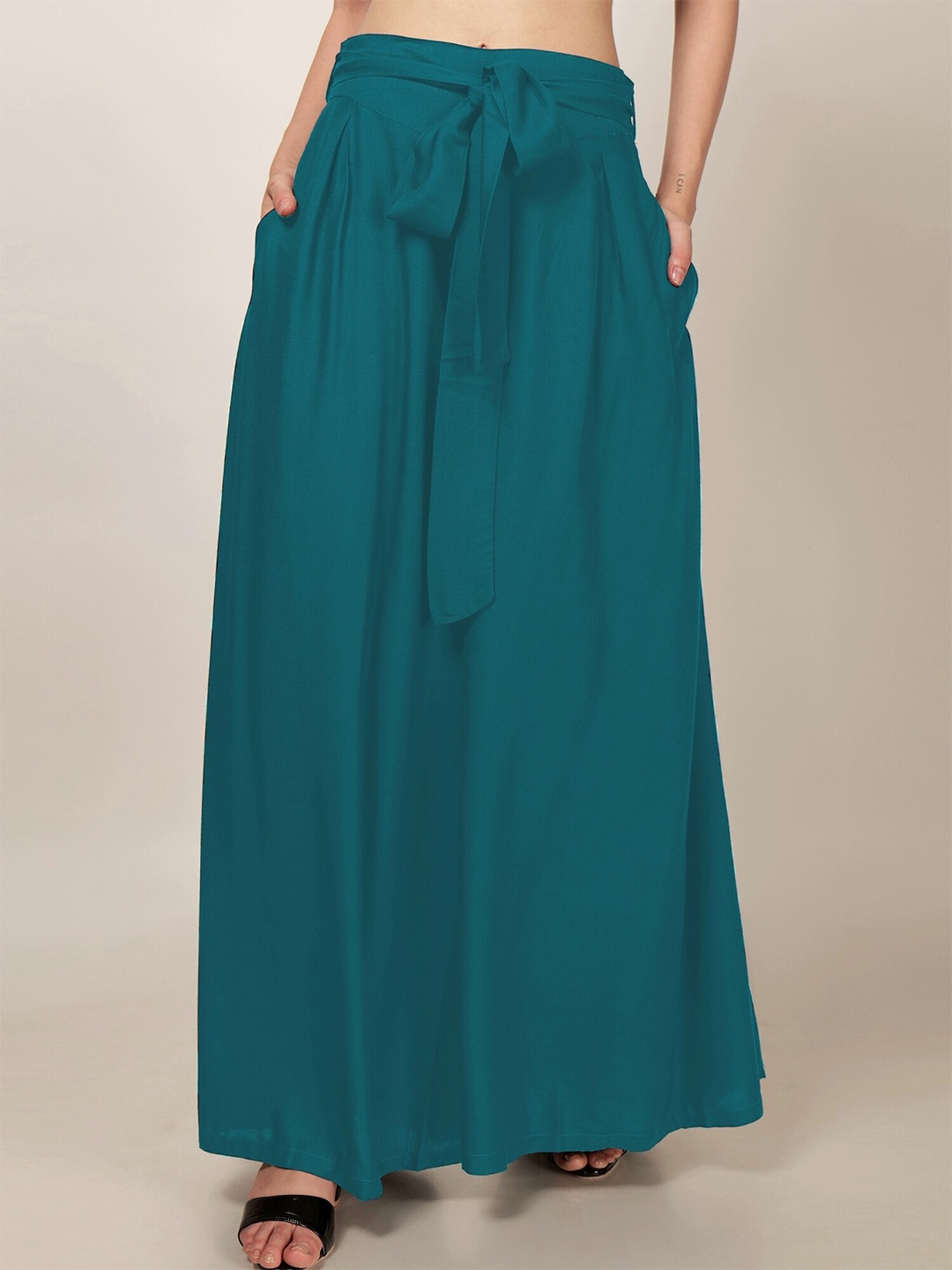 

PATRORNA Women Mid Rise Wide Leg Fit Palazzos, Green
