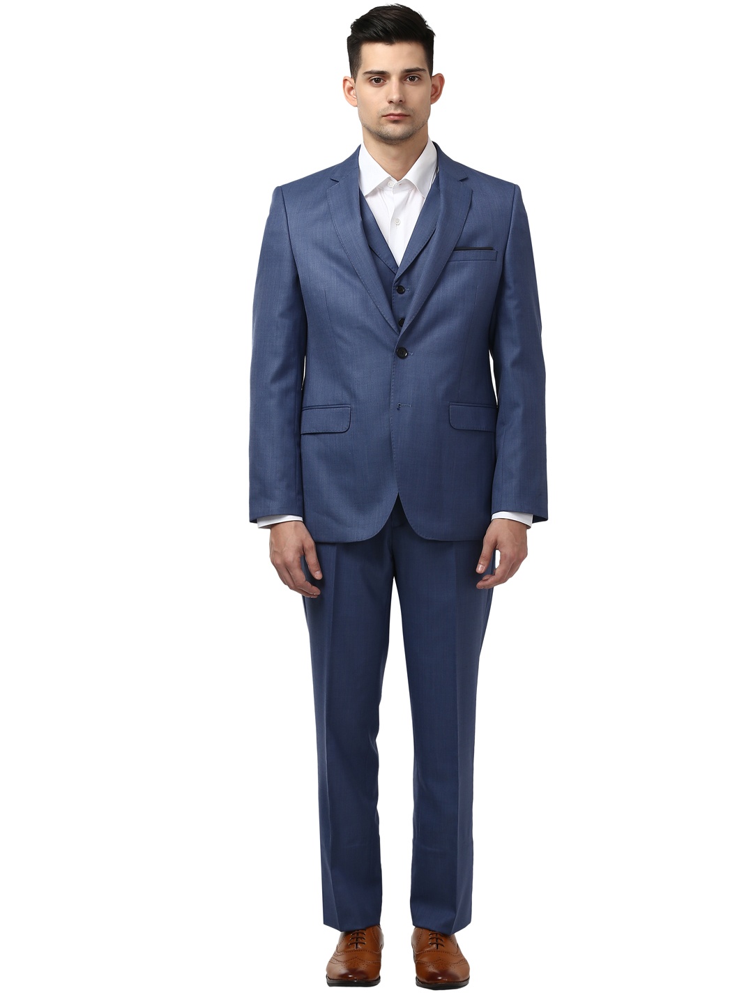 

Raymond Men Blue Regular Contemporary Fit Single-Breasted Formal Suit