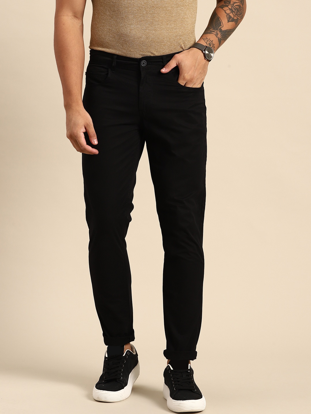 United Colors of Benetton Men Slim Fit Trousers, Black
