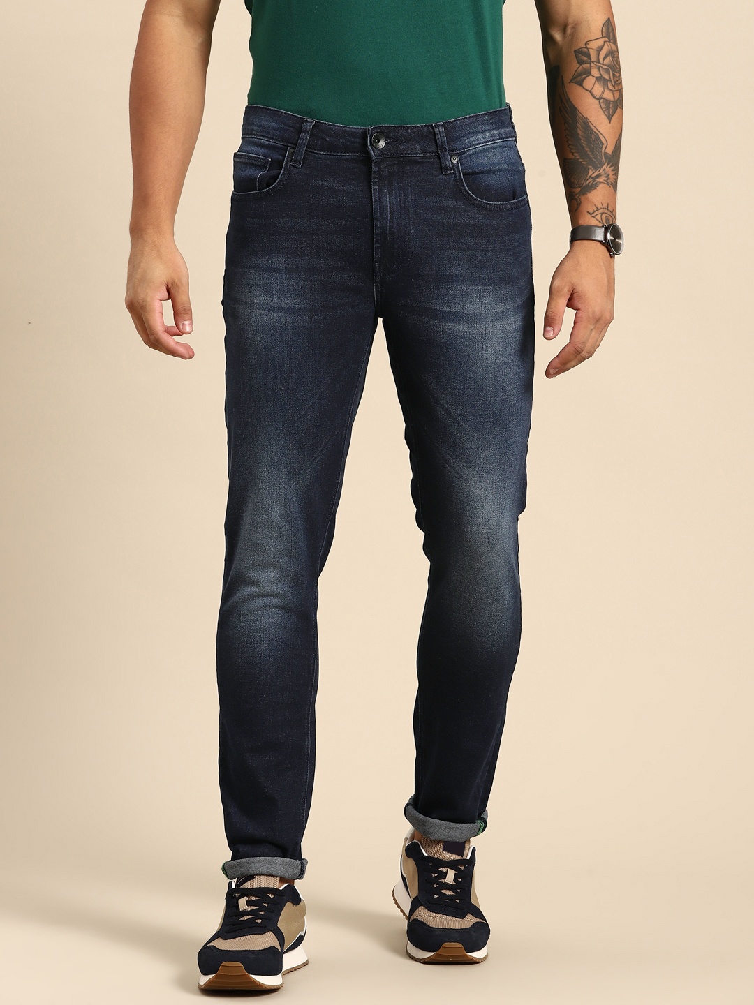

United Colors of Benetton Men Skinny Fit Light Fade Stretchable Jeans, Navy blue