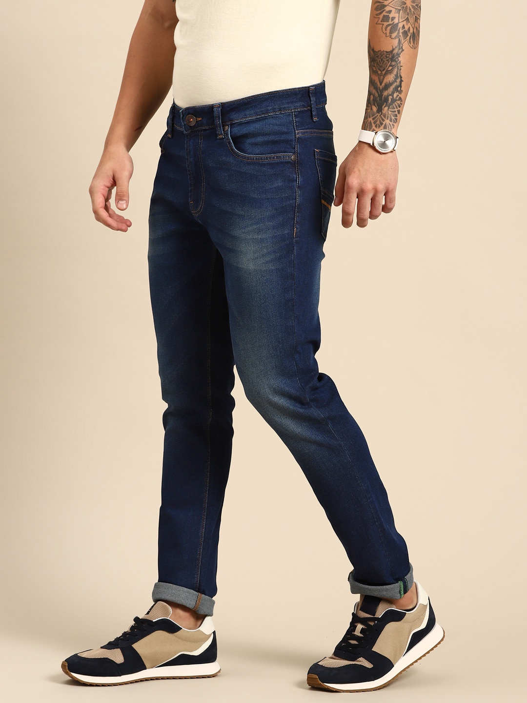 United Colors of Benetton Men Skinny Fit Light Fade Stretchable Jeans, Blue