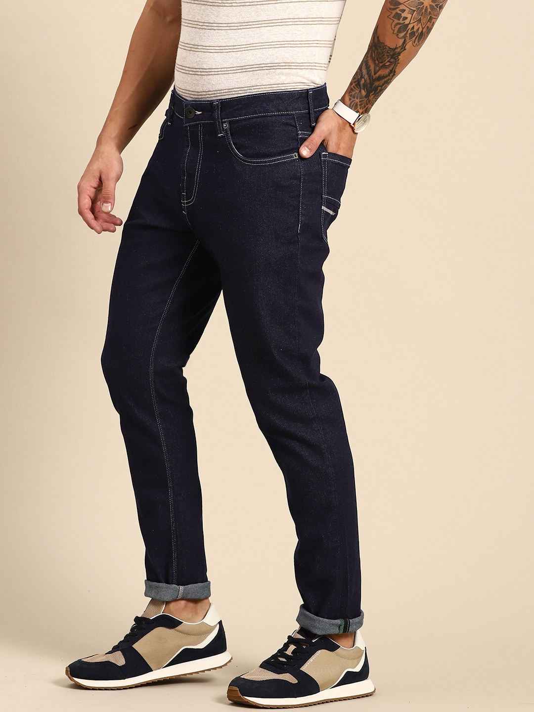 

United Colors of Benetton Men Slim Tapered Fit Stretchable Jeans, Navy blue