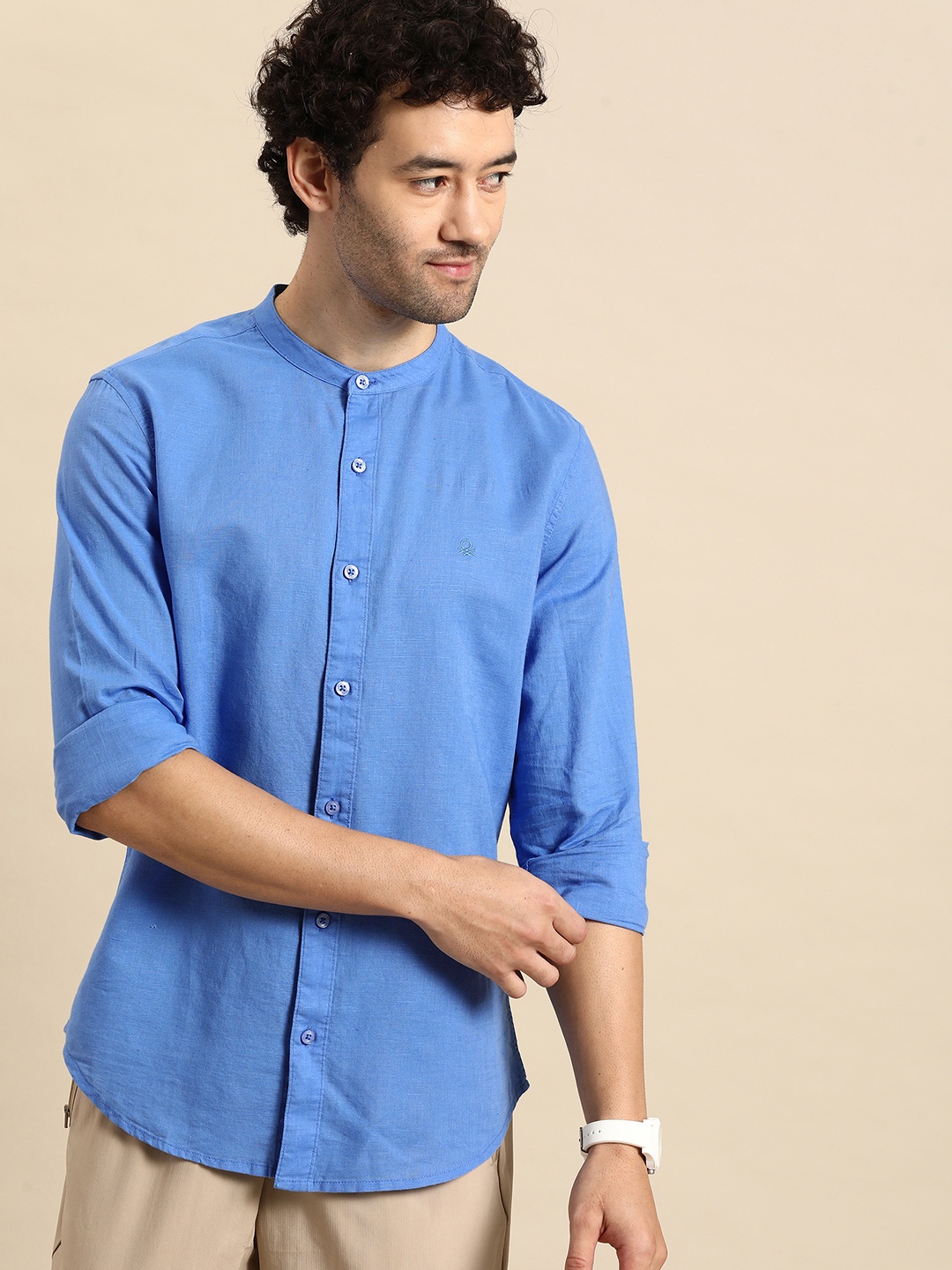 

United Colors of Benetton Slim Fit Opaque Casual Shirt, Blue