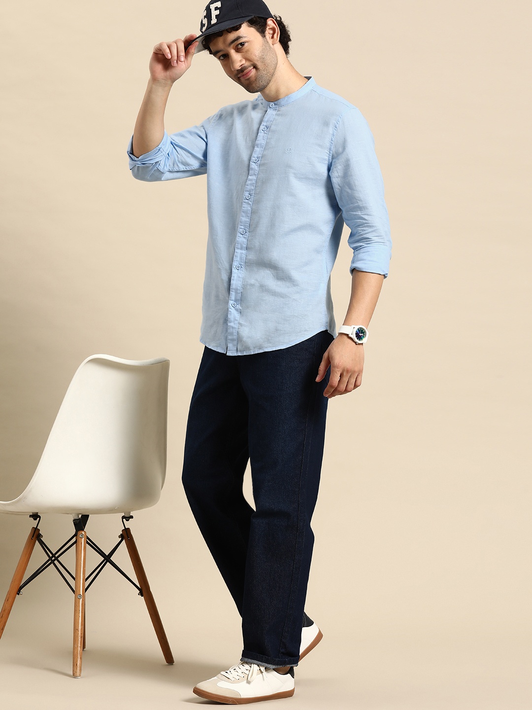 

United Colors of Benetton Slim Fit Opaque Casual Shirt, Blue