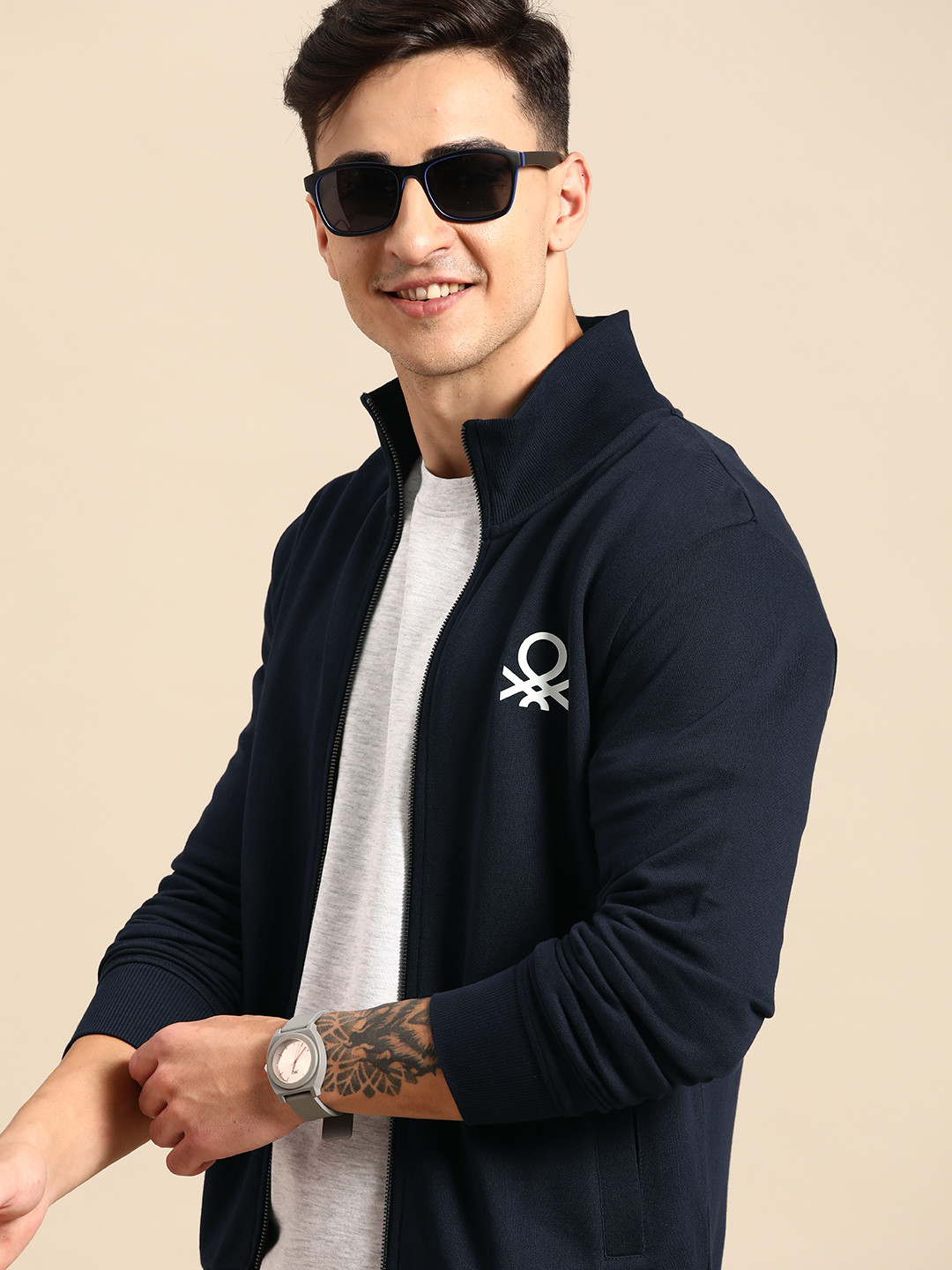 

United Colors of Benetton Men Pure Cotton Sweatshirt, Navy blue