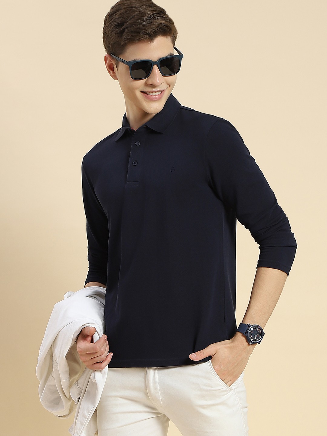 

United Colors of Benetton Polo Collar Pure Cotton Slim Fit T-shirt, Navy blue