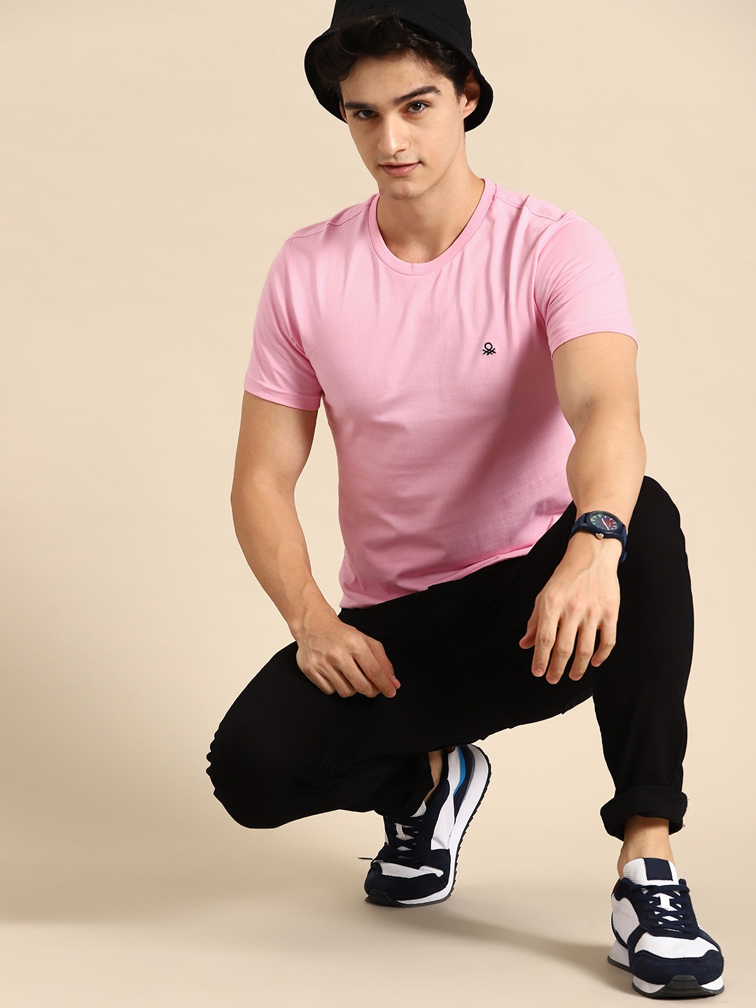 

United Colors of Benetton Men Pure Cotton T-shirt, Pink