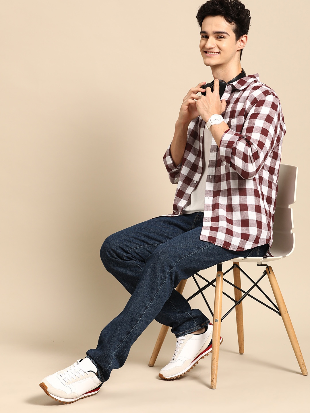 

United Colors of Benetton Slim Fit Checked Casual Shirt, White