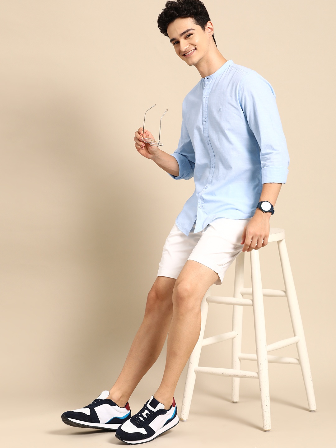 

United Colors of Benetton Pure Cotton Slim Fit Opaque Casual Shirt, Blue