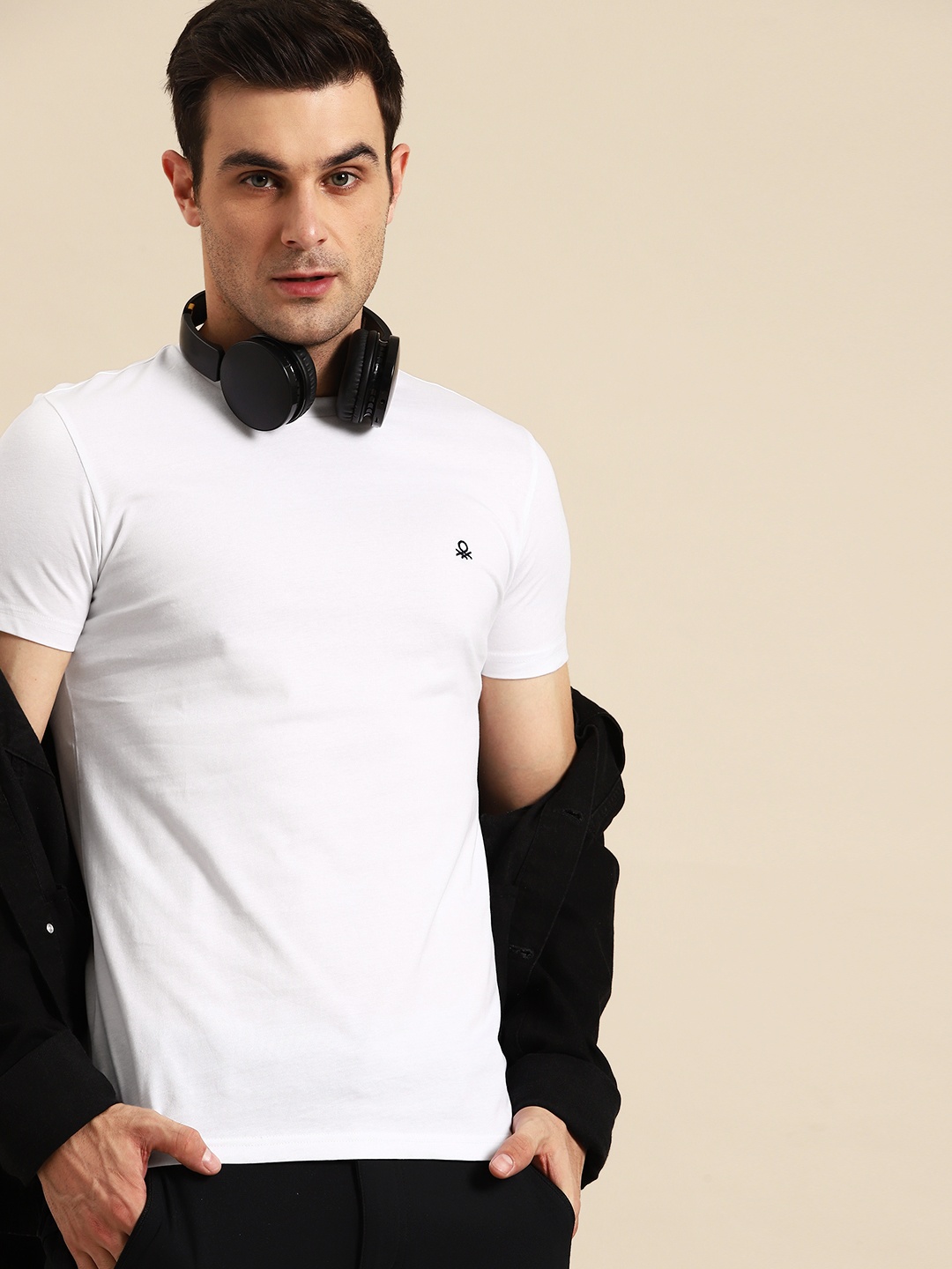 

United Colors of Benetton Men Pure Cotton T-shirt, White