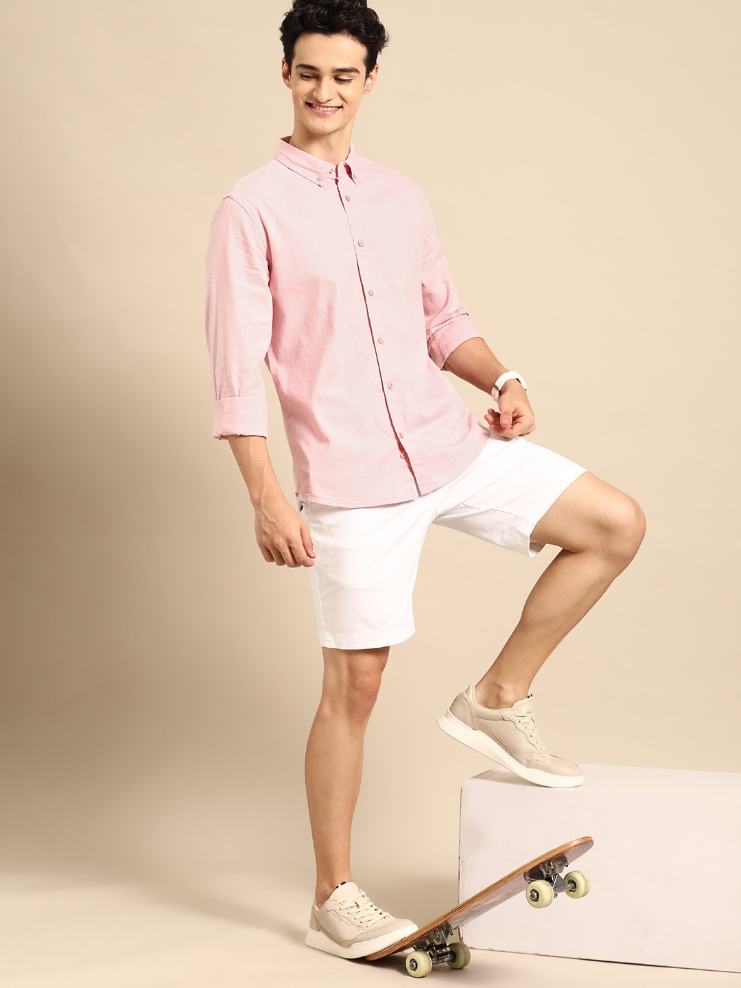 

United Colors of Benetton Pure Cotton Slim Fit Oxford Shirt, Pink