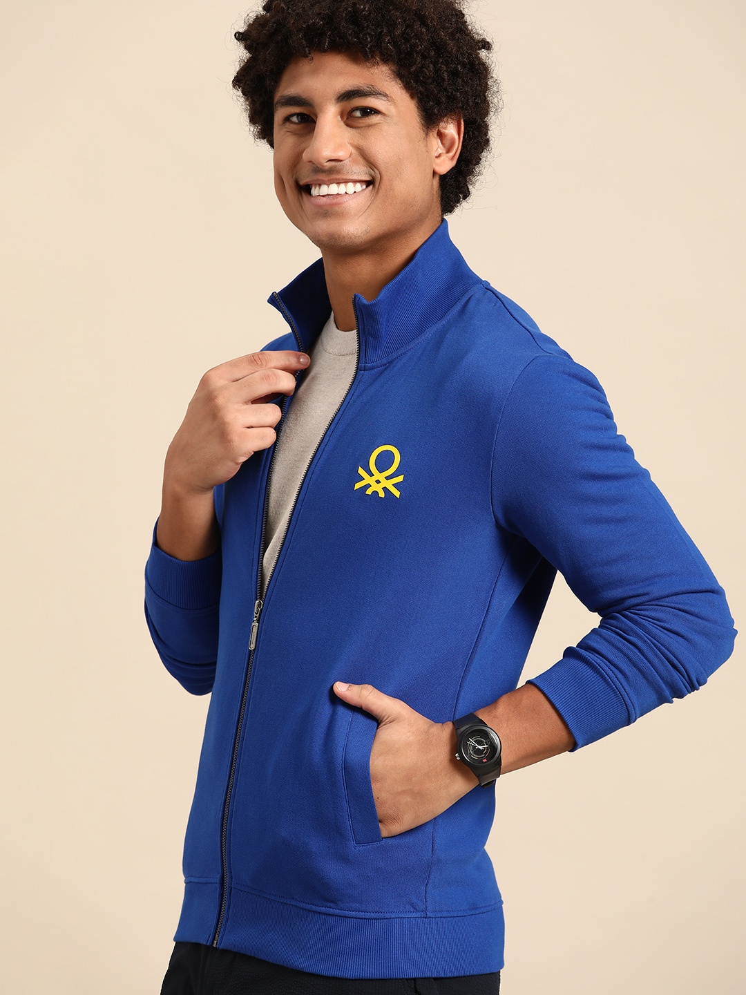 United Colors of Benetton Men Pure Cotton Sweatshirt, Blue