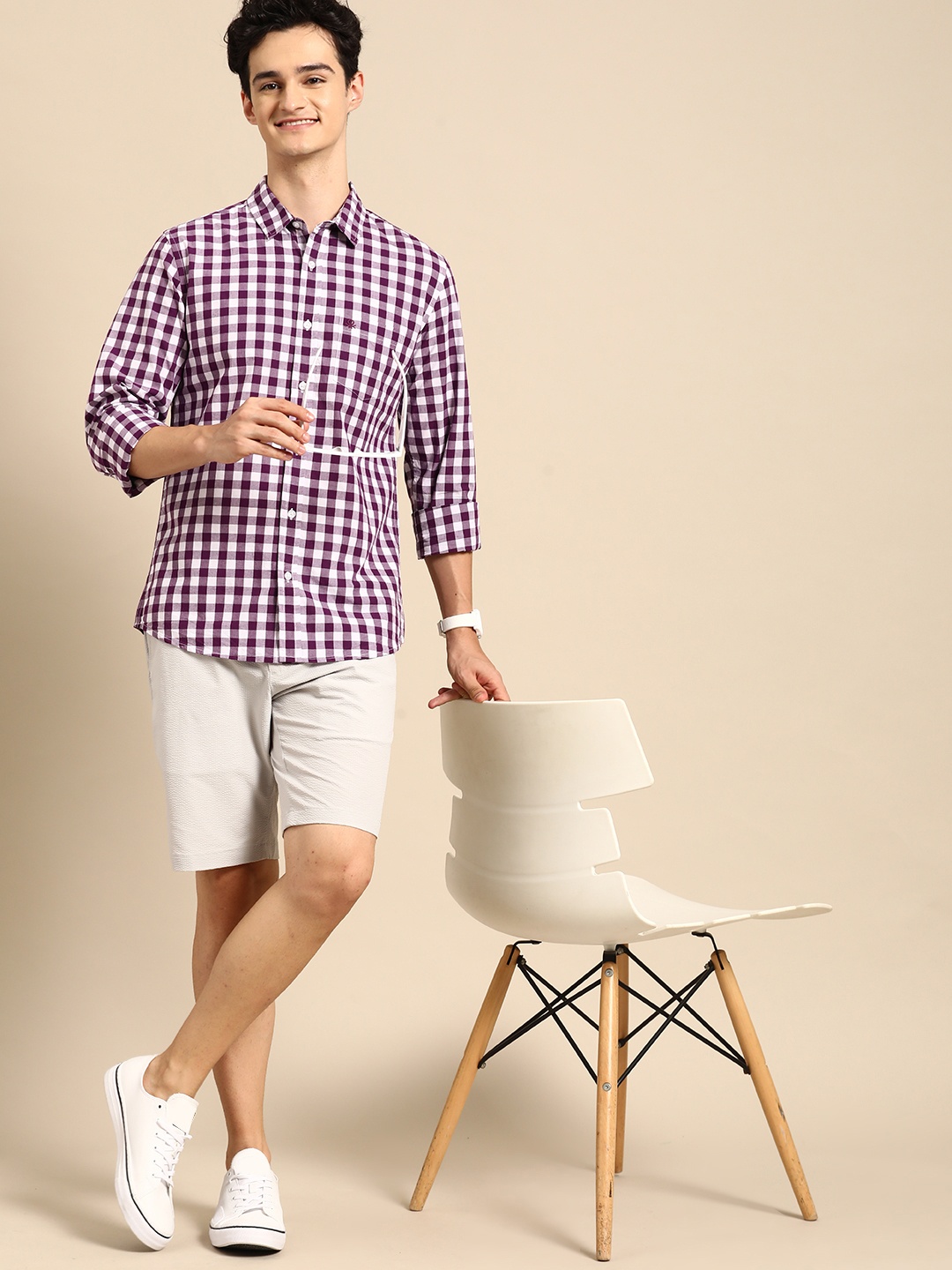

United Colors of Benetton Men Pure Cotton Buffalo Checked Casual Shirt, Purple