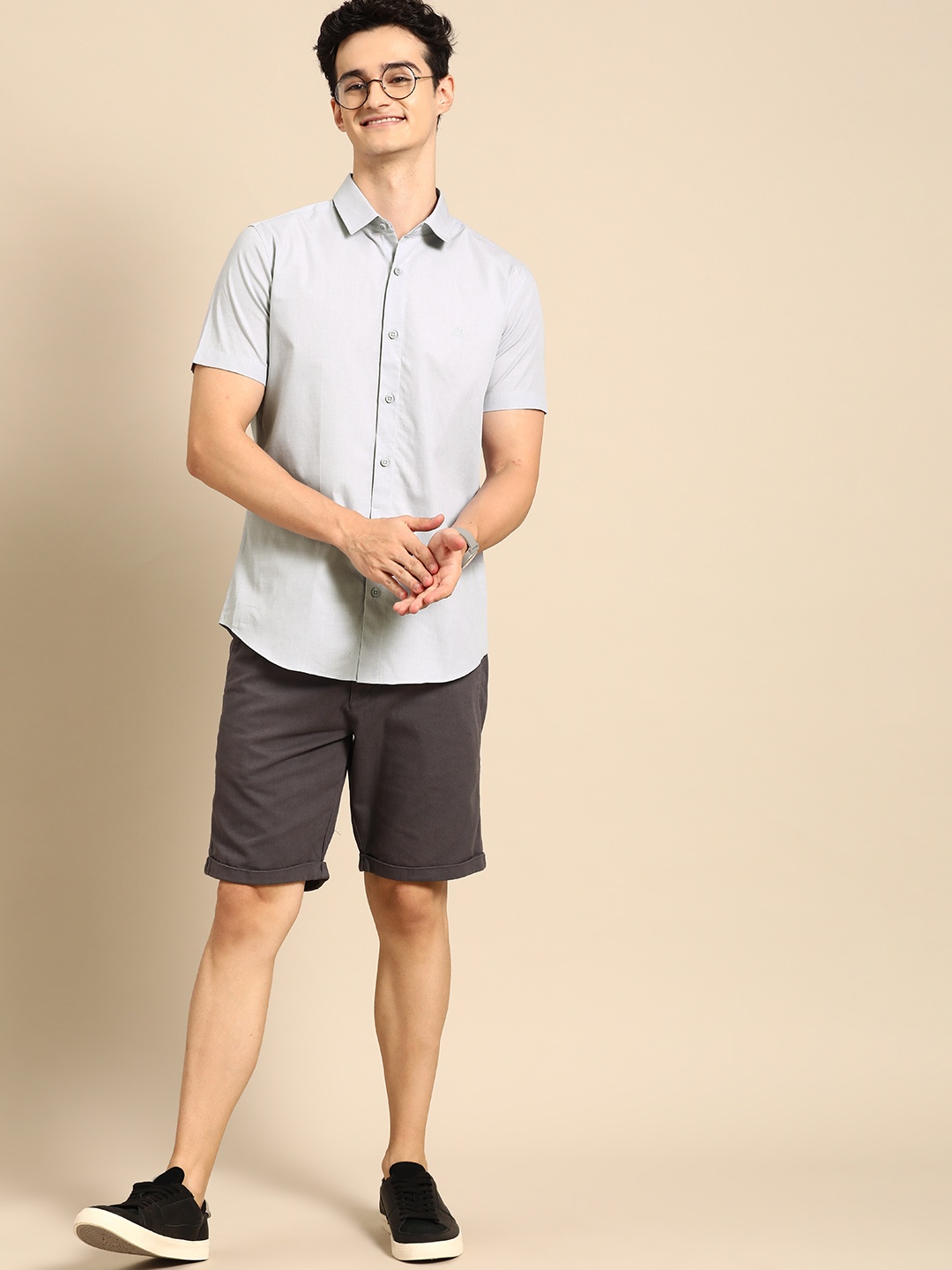 

United Colors of Benetton Men Pure Cotton Casual Shirt, Blue