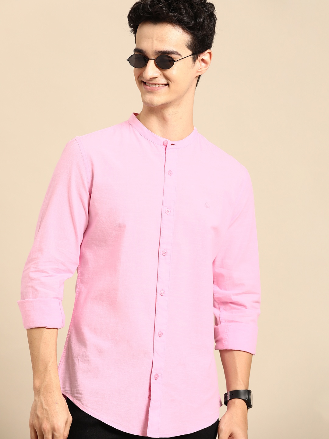 

United Colors of Benetton Men Pure Cotton Casual Shirt, Pink