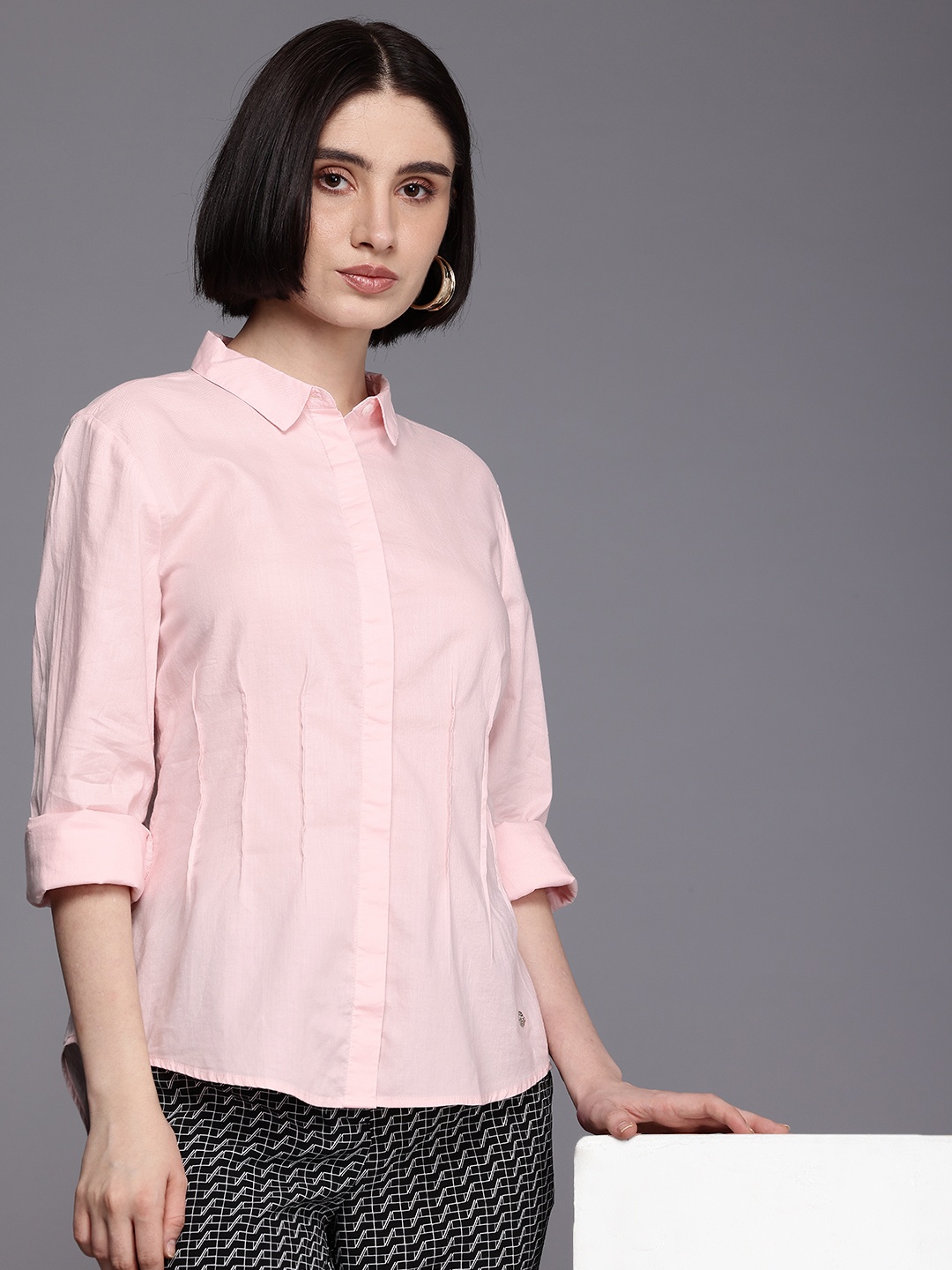 

Allen Solly Women Pure Cotton Casual Shirt, Pink